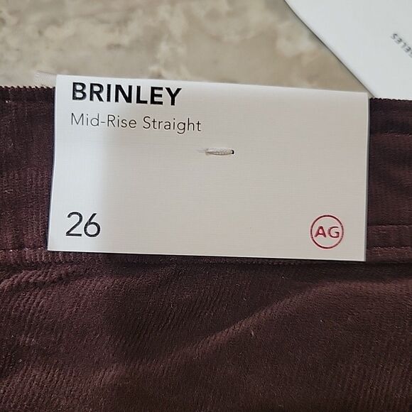 NWT AG Denim Brinley Mid Rise Straight Corduroy Jeans Chocolate Brown Size 26 - Picture 7 of 12